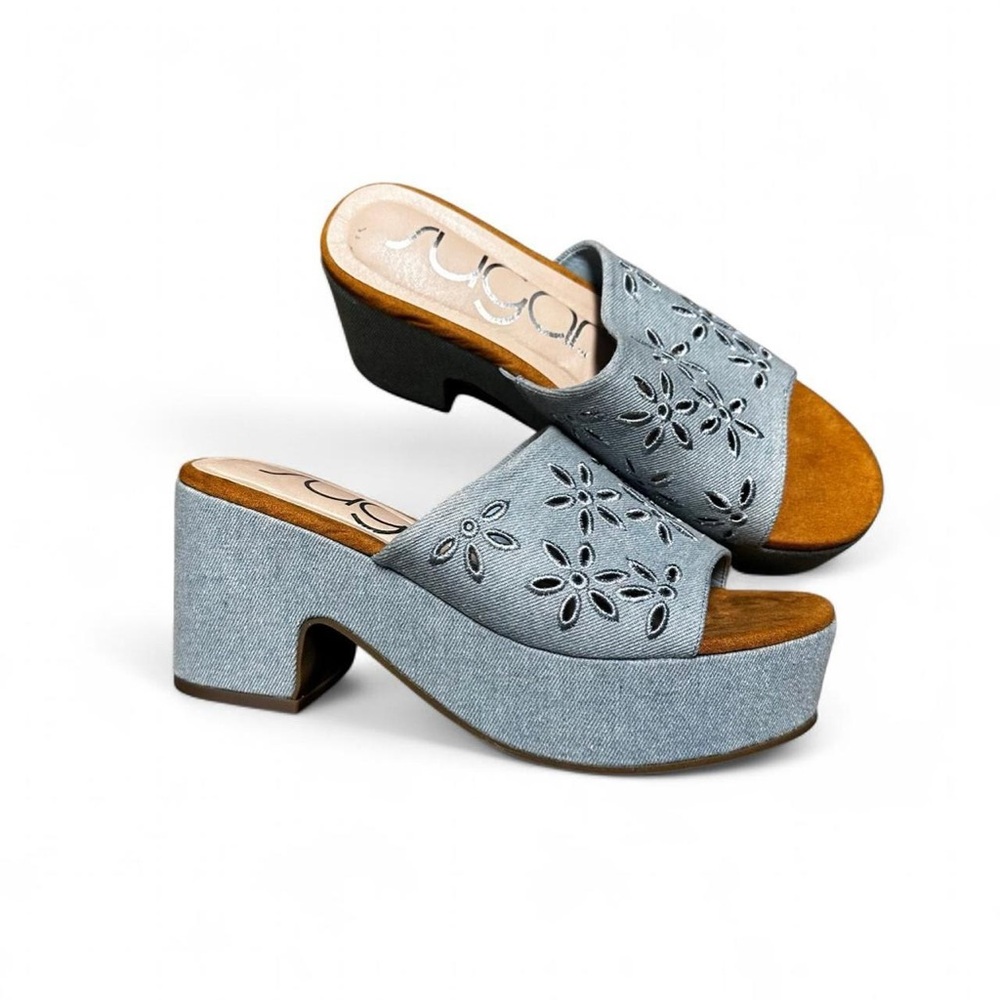 Sugar Women's Blue Platform Boho Sandals